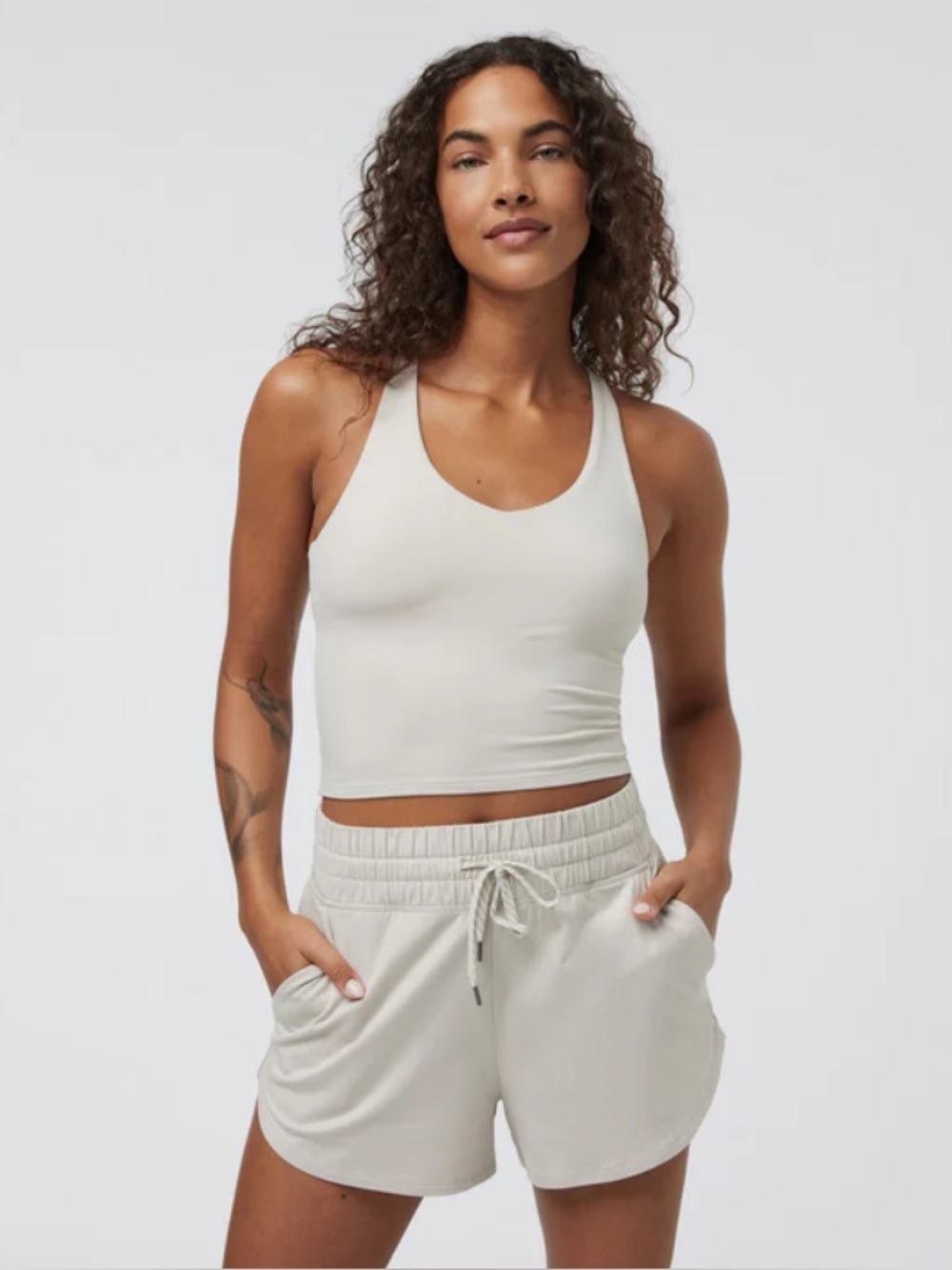 Vuori Women's Halo Performance Crop Tank 2.0 Ecru Heather
